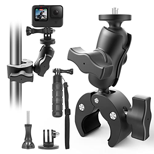 MEKNIC Super Clamp Action Camera Mount Monitor 360Â° Ballhead Magic Arm Double Ball Head Adapter with 1/4
