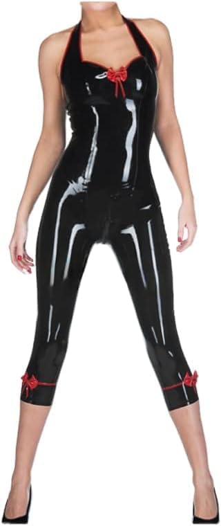 [MINUSE] ゴム製オーバーオール付きセクシーなラテックスキャットスーツ