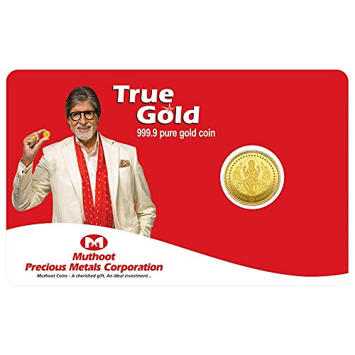Muthoot Gold Bullion Corporation 24k (999.9) Goddess Lakshmi Yellow Gold Coin - 1g - Image 4