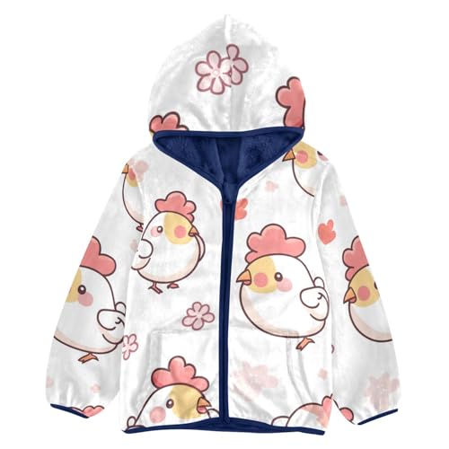 Cute Chicken Girls Fleece Jacket Girls Fall Jacket Girls Zip Up Hoodie Girls Sherpa Jacket 2-10T