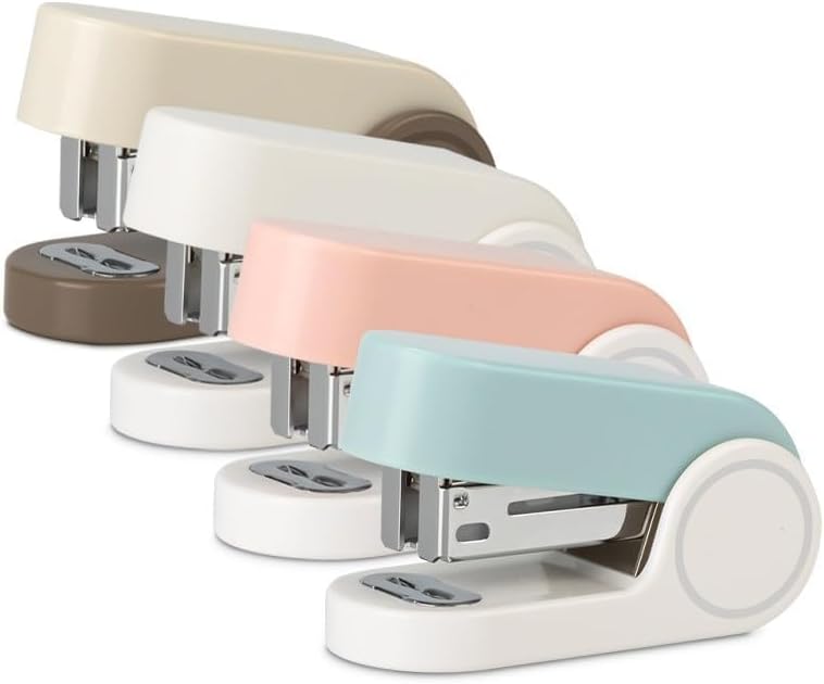 Miniatura 5 de Mini engrapadora de color azul con 830 grapas, escritorio de oficina de 20 hojas, pequeña y compacta, grapadora de tamaño de viaje para estudiantes