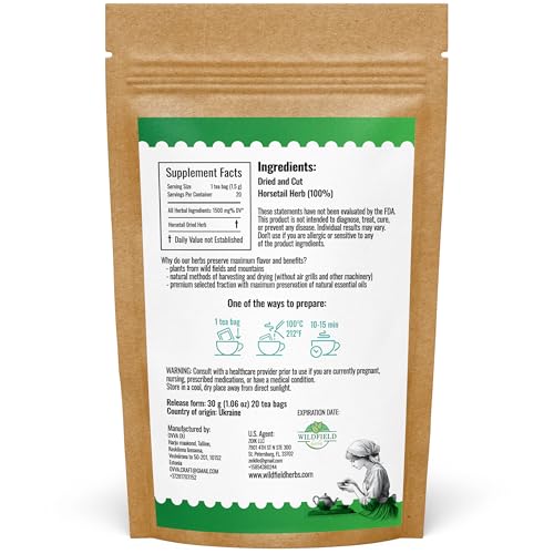 Image of 40 Bags Dried Horsetail Herb Tea Shavegrass Cola De Caballo Hierba (Equisetum Arvense) - 40 Count 1.5 g Tea Bags Horsetail Leaf Leaves Herb