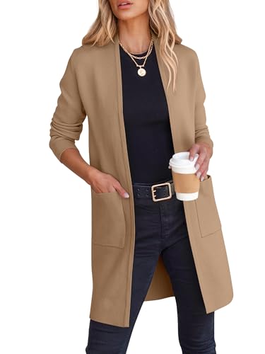 Image of ANRABESS Cardigan Sweater for Women Casual 2026 Fall Fashion Coat Long Sleeve Open Front Knit Coatigan Outwear