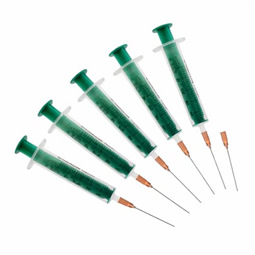 Green Medical Einwegspritzen-Set 5x 5ml Spritzen mit 6x Stumpfen Kanülen Steril Verpackt für Tinte Basteln und Heimwerken mit Wiederverwendbarem Aufbewahrungsbeutel