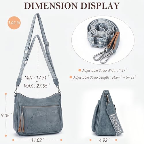 Image of BELTANA Crossbody Bags for Women Trendy Vegan Leather Hobo Purses Medium Butterfly Cross Body Purse with Wide Strap | Adjustable Strap