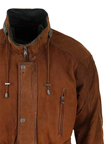 Mens Suede Genuine Safari Jacket Hunting Duffle Parka 3/4 Coat Classic Leather4