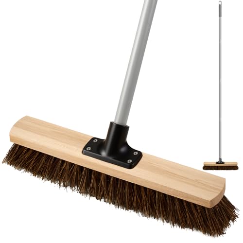 Mitclear 40cm Gartenbesen mit Langem Stiel(160cm), Straßenbesen mit Arenga-Borsten, Nass- und ölbeständig, Industriebesen Kehrbesen Werkstattbesen Außenbesen, Kehrbesen Robust für den Ausseneinsatz