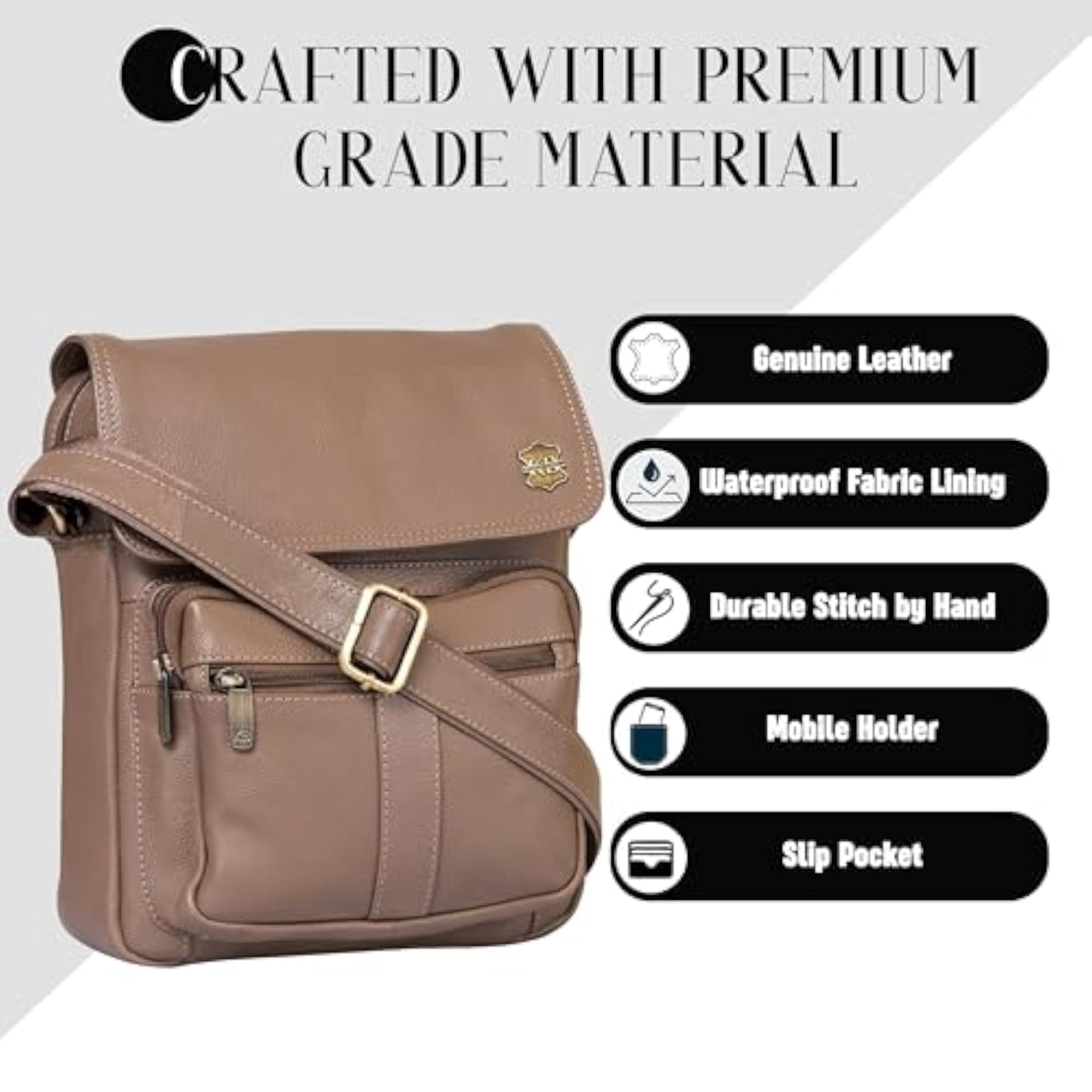 Euron Genuine Leather Messenger Sling Bag for Men & Women