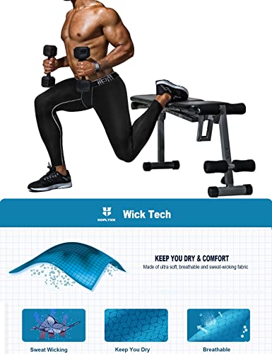 Hoplynn 4 Pack Compression Pants Tights Leggings Men, Winter Baselayer For Running Workout Sports Yoga-2 Black 1 Grey 1 Blue-L #TOP2