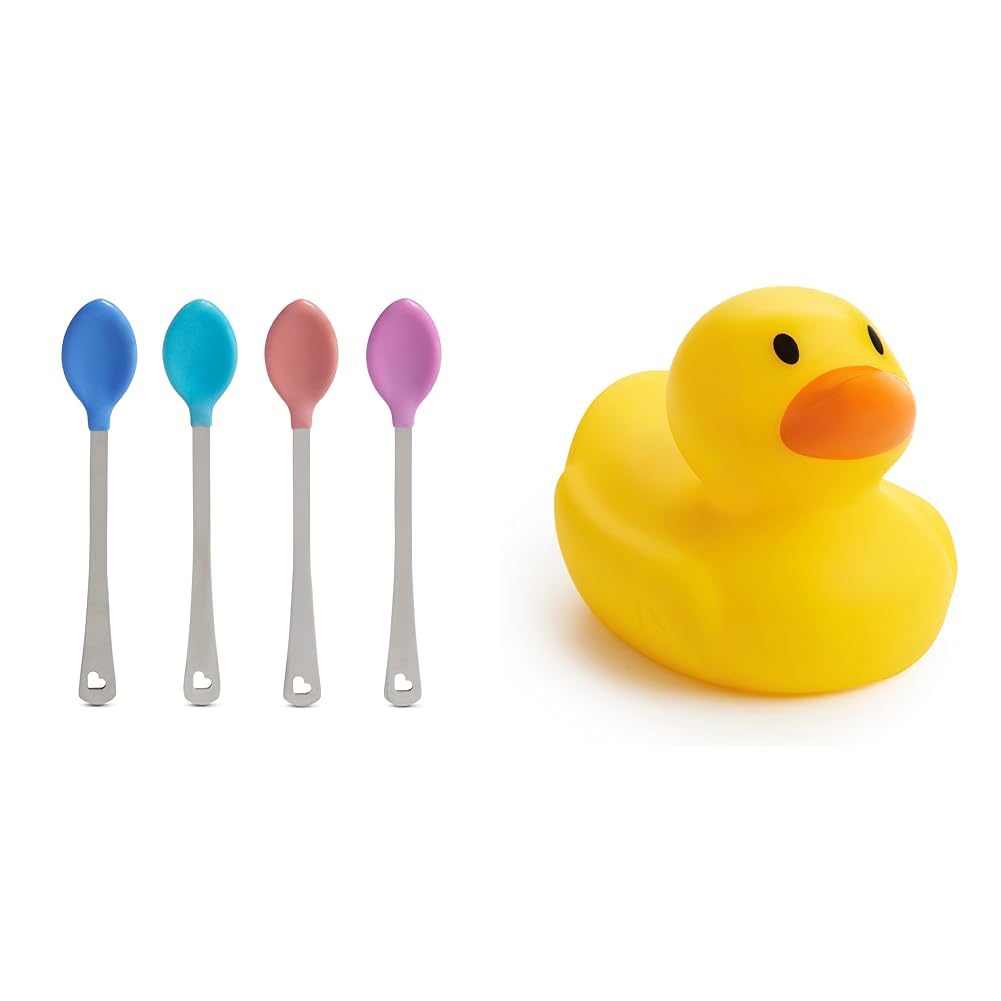 MunchkinWhite Hot® 4-Pack Baby Spoons and Yellow Safety Bath Ducky