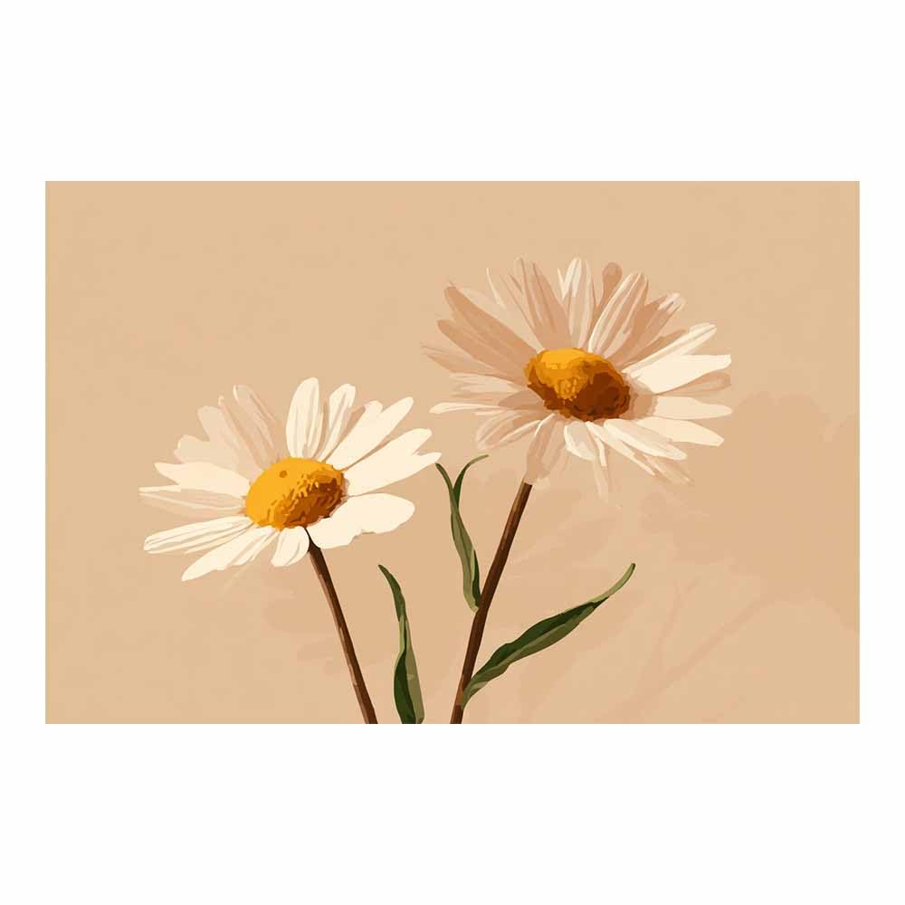 ZAMAEIU Canvas Print Wall Art Daisys Branches Modern Nature Landscape Poster, for living room, bedroom,Corridor Office Room Decoretc.(white)-30x50cm Unframed