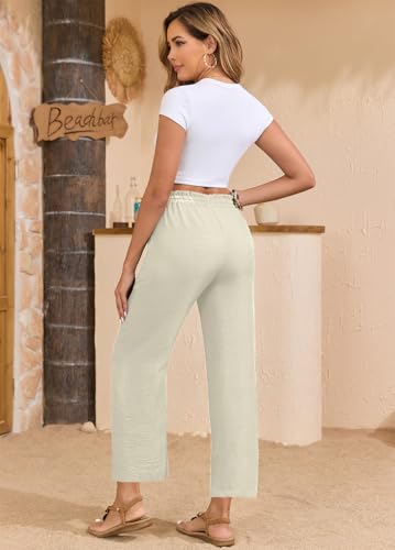 Image of EDUWU Women Casual Pants Loose High Waist Cropped Palazzo Beach Pants Summer Outfits 2026 Trendy