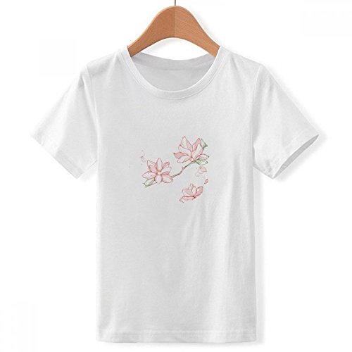 T-Shirt Blanc Aquarelle Pêcher XXXL pour Garçon - Modèle Imprimé Multicolore