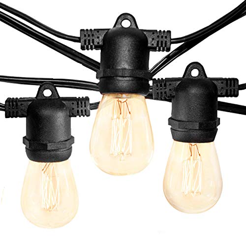 Hometown Evolution, Inc. E26 Commercial String Lights with 16 Gauge Wire (24 Foot 12 Socket, S14 Lantern Edison 11 Watt Bulbs)
