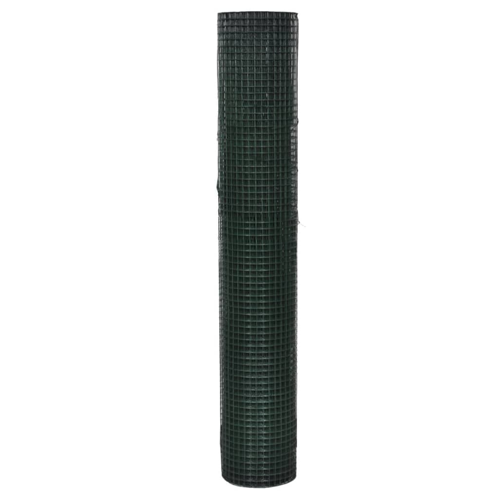 Ogrodzenie druciane dla kur, stal ocynkowana, 1 x 25 m, zielona, ogrodzenie ogrodowe, bariera dla zwierząt do hodowli drobiu i rabatek ogrodowych, odporna na działanie warunków atmosferycznych