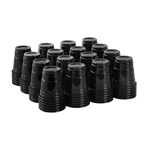 HAOZAN 100ct 2oz Mini Clear Shot Glasses Disposable Small Plastic Cups for Parties Weddings Events | Bulk Pack Black