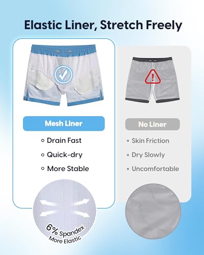 Image of maamgic Mens Swim Trunks 5 Inch with Mesh Lining, Quick Dry Mens Bathing Suit, Swim Shorts for Swimming and Beach