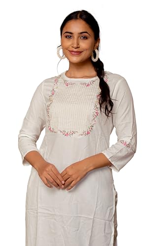 Image of MIRCHI FASHION Women's Straight Fit Rayon Sequins Embroidered and Polka Dots Printed Kurti Only