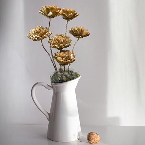 Ramo de 6 tallos de flores de madera de Sola orgánica miniatura 2