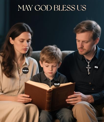 Catholic Crucifix Necklace for Men and Women, Antique Silver/Gold/Silver Gold Cross Necklace with Exquisite Jesus Pendant, 18~30" Stainless Steel Chain, Christian Jewelry Gift3