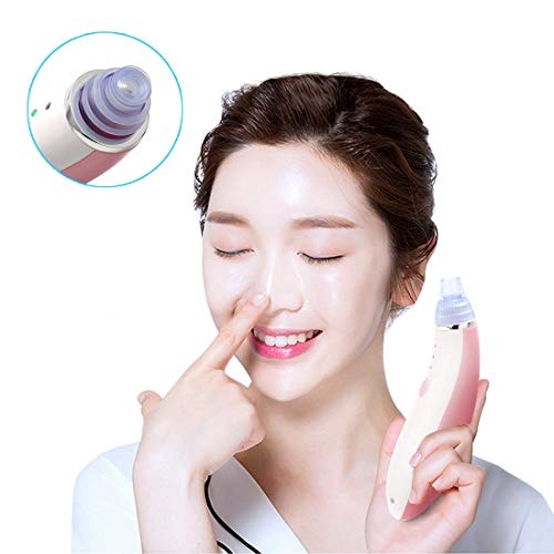 Blackhead Remover, Meful M18B Electric Vacuum Blackhead Removal Blackhead Extractor Kit Spot Acne Comedo Cleansing Tool 3 Levels Suction 4 Skincare Suction Head Blackhead Remover For Women Men (Pink)