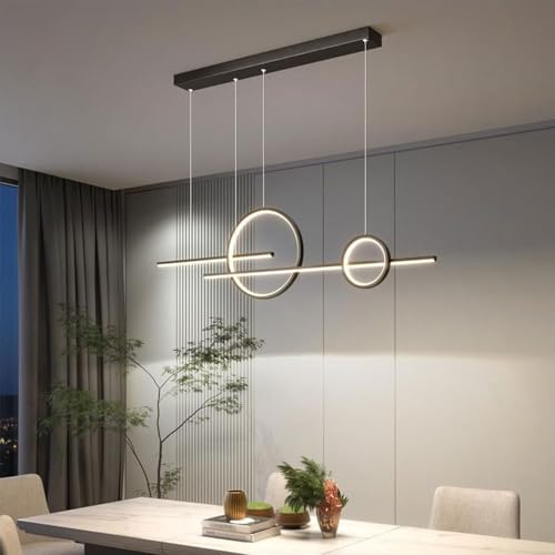 Lampe suspendue de table longue avec câbles ajustables de précision