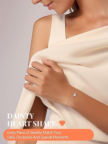 S925 Sterling Silver Bracelet for Women, Adjustable Heart Bracelet with Initial,16cm Plus 5cm Extension Chain - Image 4