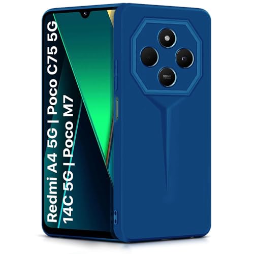 Image of WOW IMAGINE Back Cover for Redmi A4 5G | Poco C75 5G | 14C 5G | Poco M7 | Blade Series Ultra Thin Case with Lightweight Design | Camera Protection | Soft Matte Silicone Flexible Mobile Case - Blue