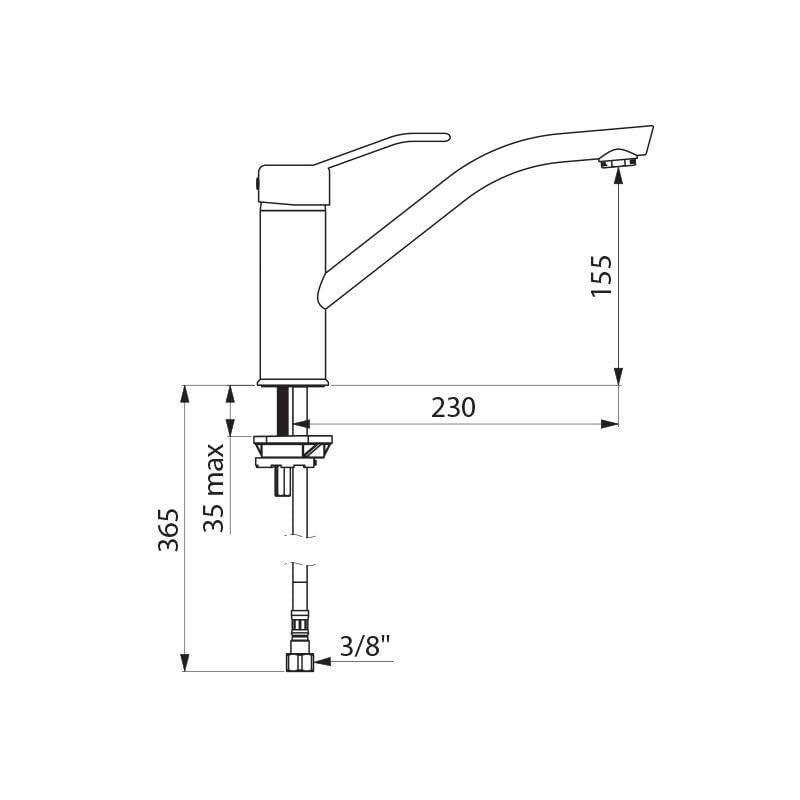 Delabie-Mitigeur d évier 2500 sur table monotrou à bec orientable limité à 120 Réf 2510
