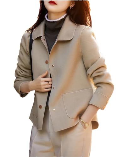 YTR6TW Women Coat Fall Women Korean Casual Loose Buttons Solid Jacket Lady Lapel Simple Luxury Short Coat