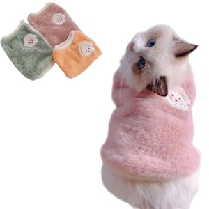 Cute Cat Coat Warm Cozy Pet Apparel No Sleeve Soft Relief Sheep Pattern Dogs Puppy Dress Outfit Cat Clothes for Kittens Cat Clothes for Cats Only Female (Medium, Pink)