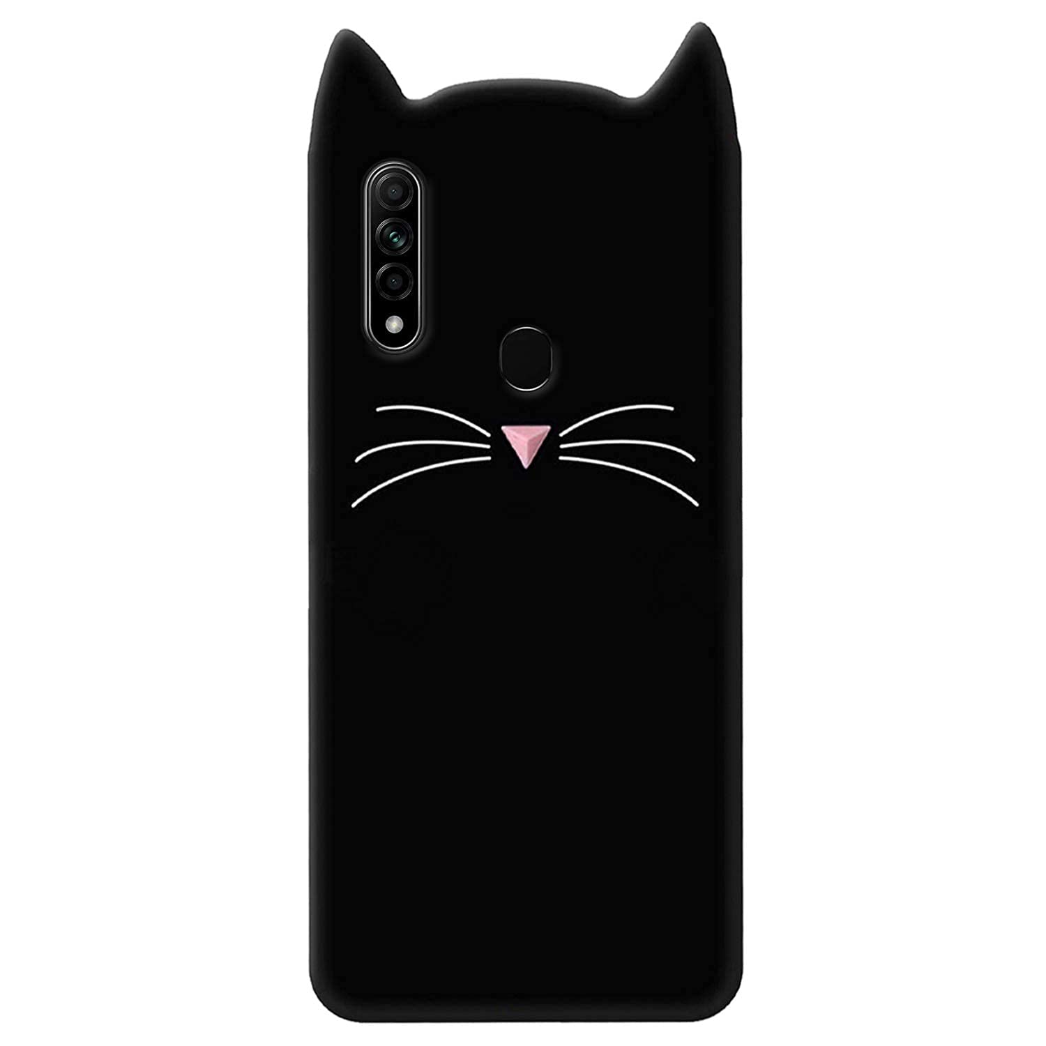 BINTAGE Colour Cute Girlish Soft Silicone Cat Ear Meow Back Cover Case for Oppo CPH2015 / Oppo_A31 - Black (B0CW6DHCFZ) Amazon Price History, Amazon Price Tracker