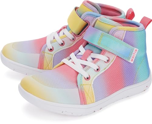 WHITIN Kids/Toddler Wide Barefoot Shoes | Girls/Boys Classic High Top Sneakers | Wide Foot Freedom | Natural Growth