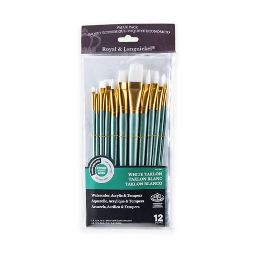Evita cerdas sueltas con pinceles de fibra de taklon planos Royal & Langnickel RSET-9309