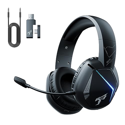 SOMIC 2.4G Wireless Gaming Headset with Microphone for PS5, PS4, Computer Gamer Headphone with Stereo Sound, Detachable Mic, Soft Earmuffs, RGB LED Light, 10H+ Playtime (Xbox one in Wired Mode) GS401