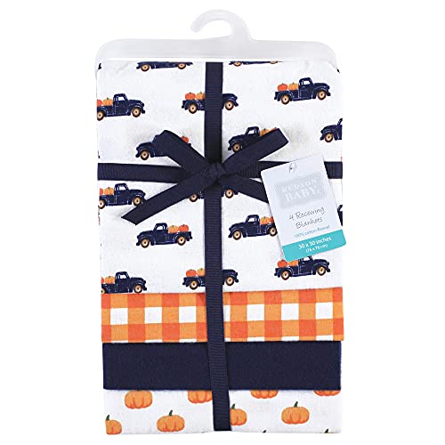 Image of Hudson Baby Unisex Baby Cotton Flannel Receiving Blankets, Pumpkin, One Size