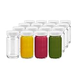 Juice Shot Bottles Set - Wide Mouth for Juicing, Beverage Storage, Liquids, 2 oz, Clear Glass with...