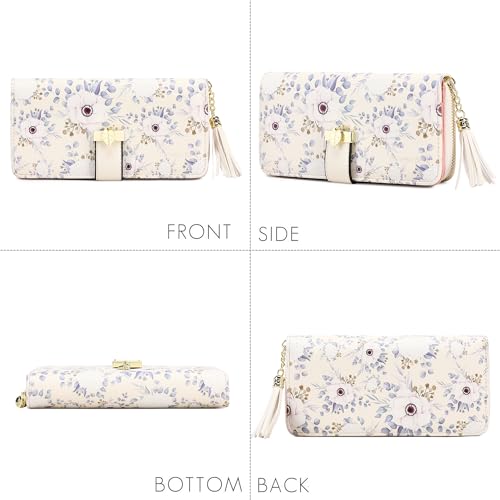 Image of RFID Wallets for Women with Multiple Card Slots and Cellphone Compartment, Womens Wallet, Hydrangea, Classical