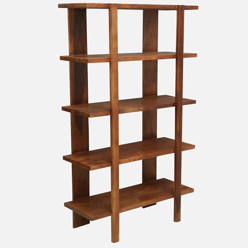 Image of Solid Sheesham Wooden Multipurpose Utility Rack, Stylish and Functional Storage, Corner Shelves, Solution for Home and Office, Open Rack, Shelf Storage Organizer (5 Shelves, 86x38x147 CM)