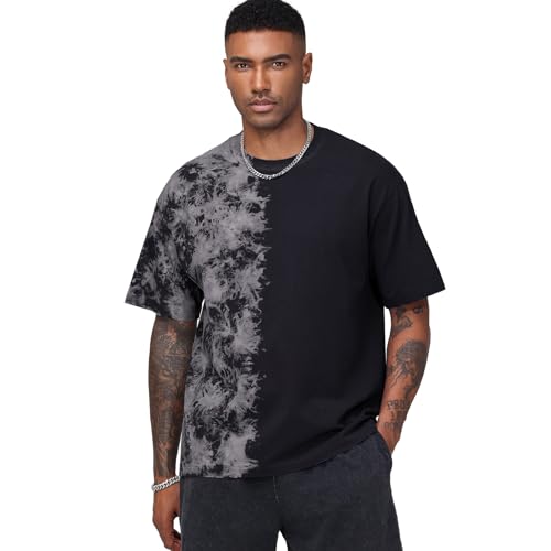 Mens Oversized Casual T-Shirts Summer Cotton Short Sleeve Tee Tie Dye Crew Neck Tops Hipster Print Shirts2