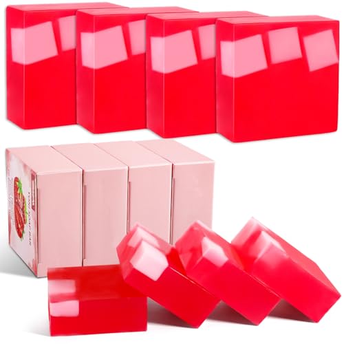 Image of 4 Pcs Yoni Soap Bar, Natural Yoni Bar For Women Ph Balance, Feminine Wash Vaginal Care Soap Bars with Foaming Net, Eliminates Odor, Strawberry, 3.53 oz