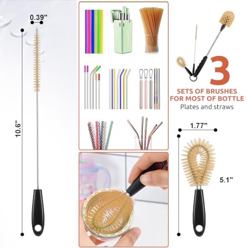 Image of HASTHIP 3 Pcs Bottle Cleaning Brush Set with Lid Cup Brush & Straw Cleaner