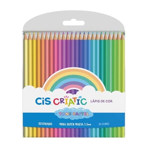 CRIATIC Lápis de Cor CIS Sextavado 3,3mm c/ 24 Cores em Tons Pasteis