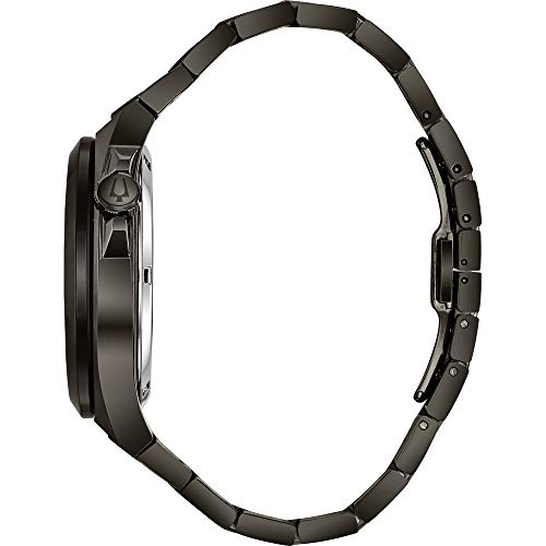 Image of Bulova Sport Style In Gunmetal Case, Open Aperture Black Dial Watch With Silvertone Accents