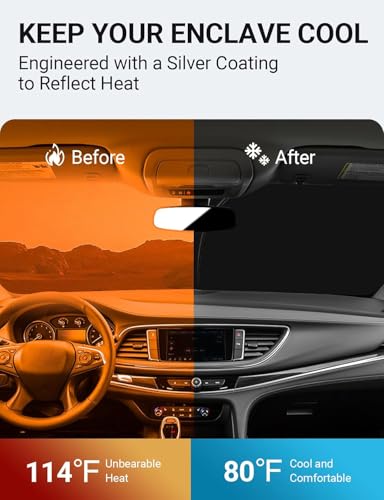 Image of Proadsy 2026 Upgrade Front Windshield Sunshade Foldable Sun Shade Sun Visor Protector Custom Fit 2018-2024 Buick Enclave Preferred Essence Premium Accessories