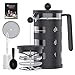 RAINBEAN French Press Kaffeebereiter, 350 ml/ 3 Tassen, Edelstahl Filter Hitzebeständige Borosilikatglas-Kaffeemaschine (350 ml, Schwarz)
