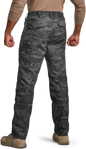 Image of CQR Men's Flex Stretch Tactical Pants, Water Resistant Ripstop Cargo Pants, Lightweight EDC Outdoor Work Hiking Pants