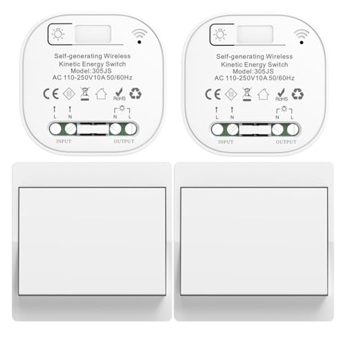 Cerhot 220v interruptores inalambricos autoalimentado cinetico interruptor sin cable sin bateria rf interruptor remoto pulsador inalambrico conmutador luz inalambrico para iluminacion del hogar