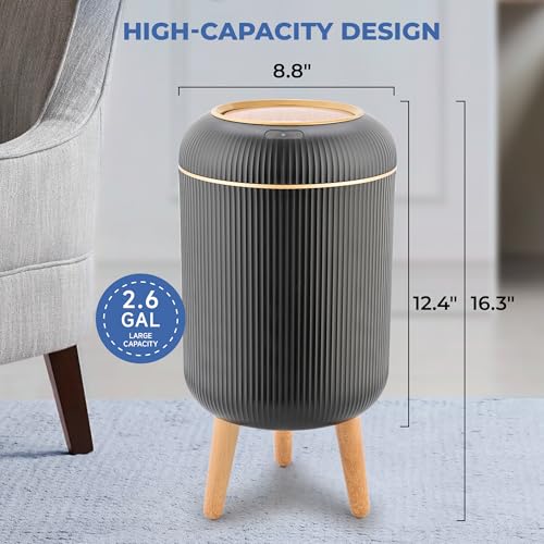 Image of Pukomc Smart Sensor Wastebasket, Convenient and Hygienic Easy to Use, Technology Sensor Waterproof Wastebasket Plastic Trash can for Kitchen, Bathroom, Bedroom, Living Room, Office and Outdoor Black