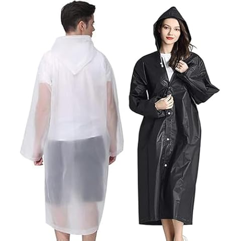 GUKOY Rain Ponchos For Adults Reusable 2 Pack, Raincoats Emergency for Women Men with Hood and Drawstring Cover